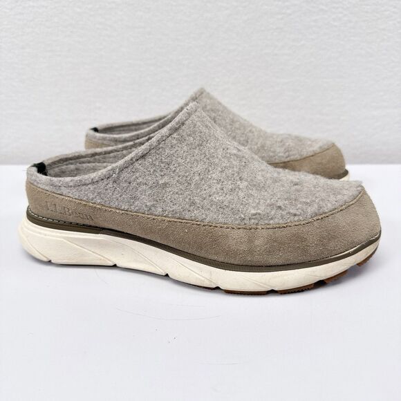 LL Bean Downeast Clog Wool Womens Size 7 Gray Slip On Slipper‎ Mule Camping - Picture 1 of 7